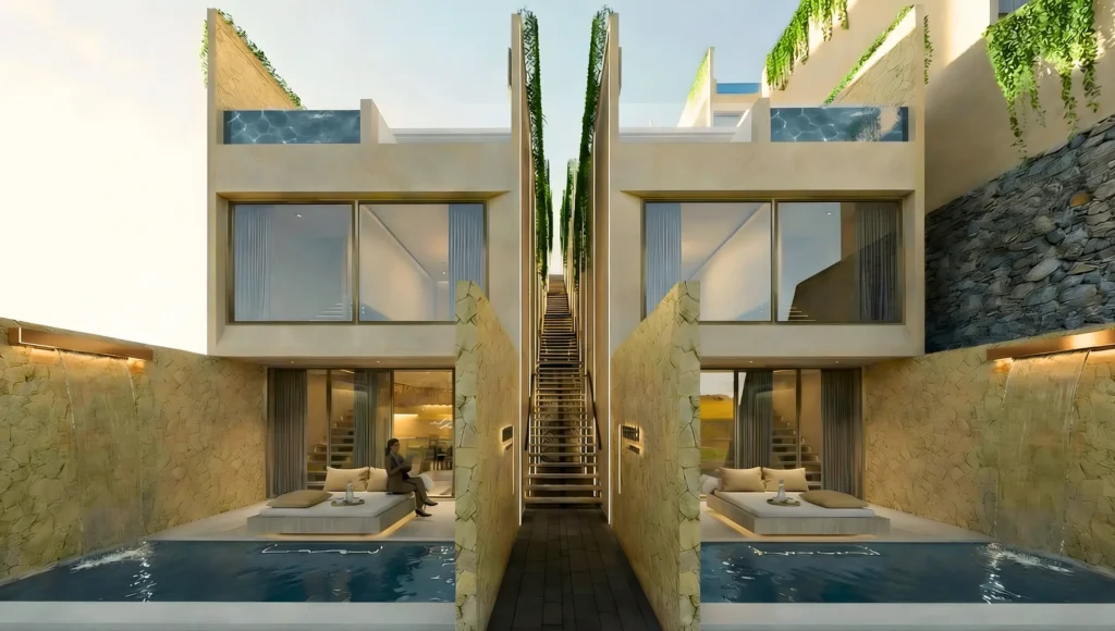 front view look up staircase