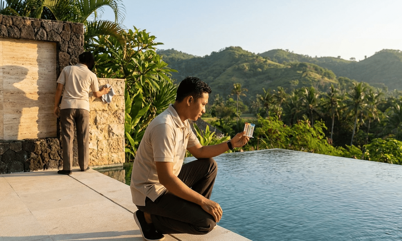 villa asset management team maintaining a luxury lombok property
