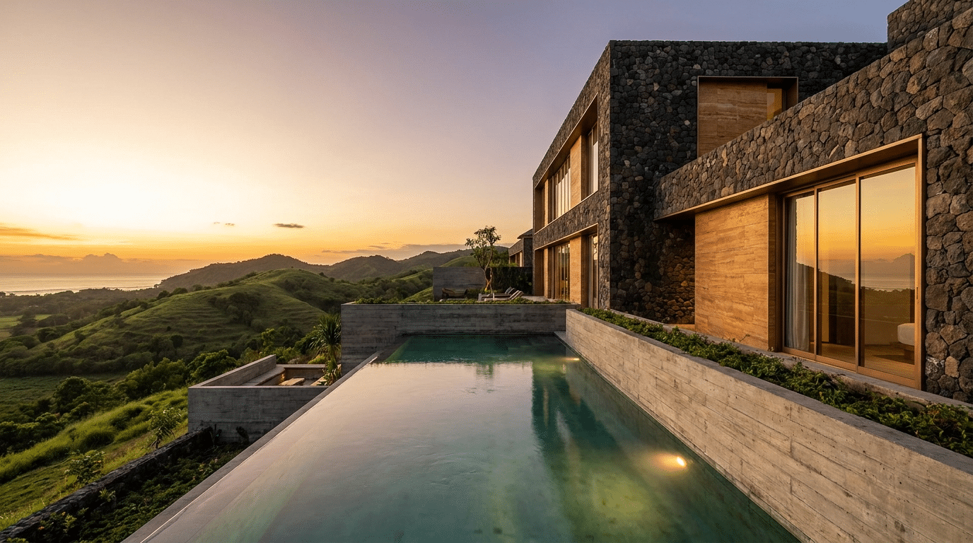 high-yield lombok rental villa with infinity pool in kuta mandalika